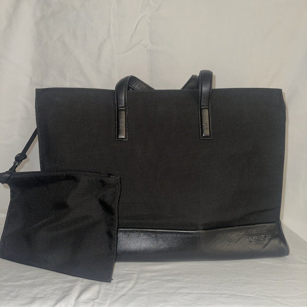 Tumi 43007D3 Ballistic Nylon Leather Business Briefcase W/Tote Black Purse